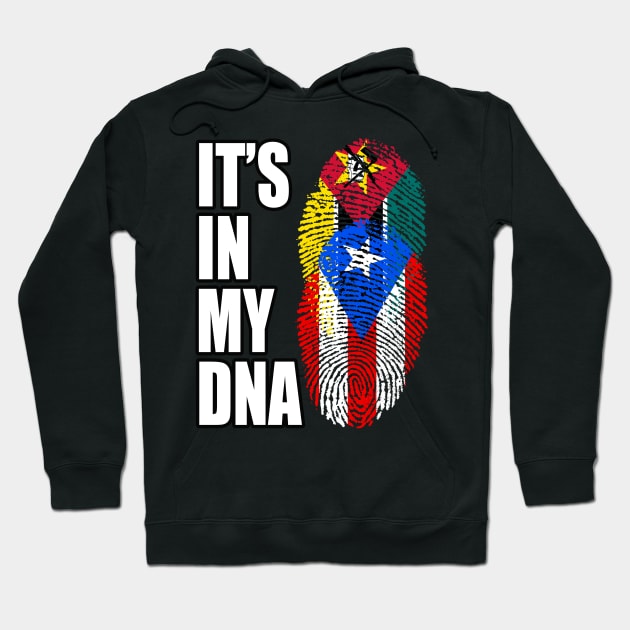 Puerto Rican And Mozambican Mix DNA Flag Heritage Hoodie by Just Rep It!!